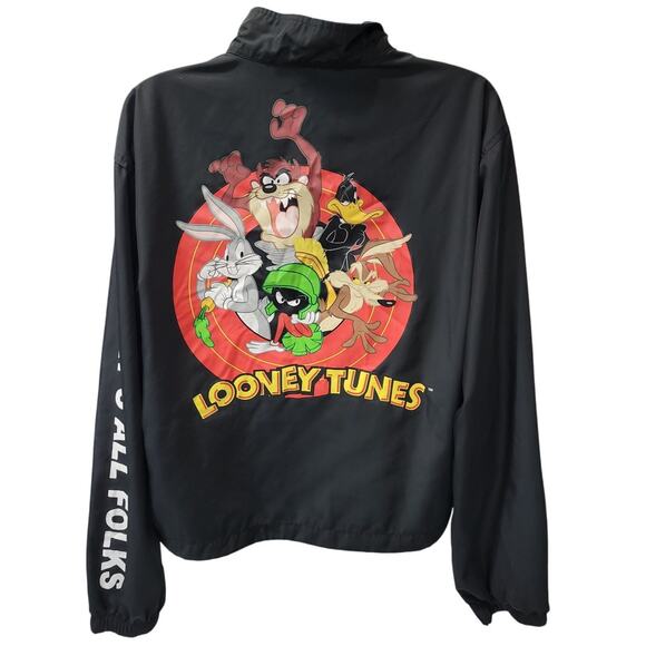 Looney Tunes Jackets & Blazers - Looney Tunes Unisex Mens Womens M 1/2 zip pullover rain Jacket Black Bugs Taz